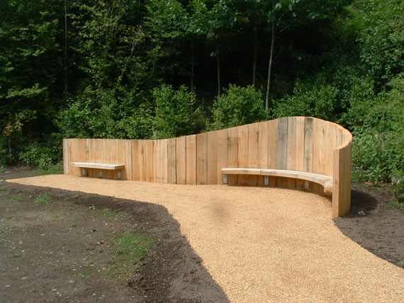 Curved Wooden Bench